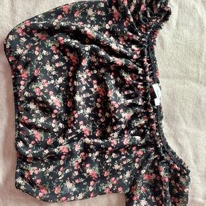 Black Floral Off the Shoulder Blouse